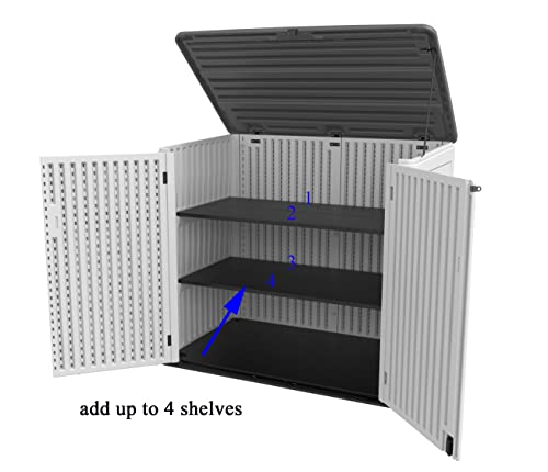 Mrosaa Large Horizontal Storage Sheds,38 cu.ft. Outdoor Storage Box for Garden,Patio and Backyard,Customized Shelves &Lockable(Off White)