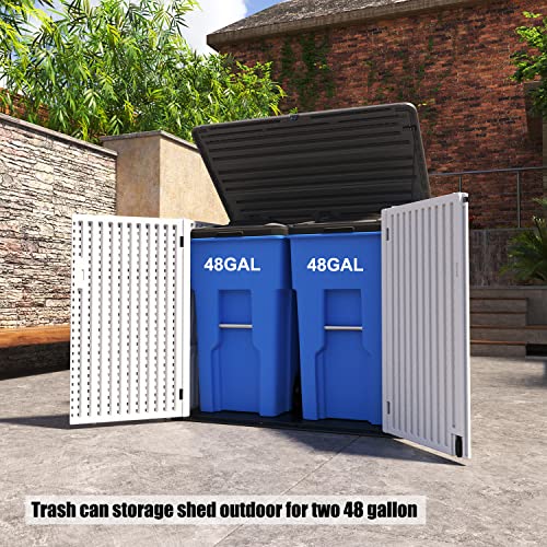 Mrosaa Large Horizontal Storage Sheds,38 cu.ft. Outdoor Storage Box for Garden,Patio and Backyard,Customized Shelves &Lockable(Off White)