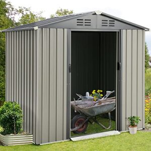 aecojoy 6′ x 4′ outdoor storage shed, small tool shed with sliding door,outside storage cabinet for garden, backyard.