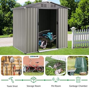 AECOJOY 6' x 4' Outdoor Storage Shed, Small Tool Shed with Sliding Door,Outside Storage Cabinet for Garden, Backyard.