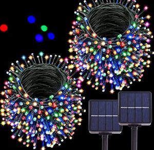 solar string lights 480 led 171ft 8 modes christmas lights outdoor, waterproof solar powered christmas holiday decorations solar twinkle lights for patio garden tree fence yard party, multi