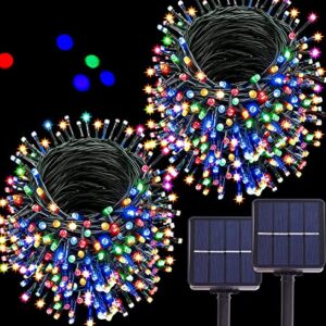 Solar String Lights 480 LED 171Ft 8 Modes Christmas Lights Outdoor, Waterproof Solar Powered Christmas Holiday Decorations Solar Twinkle Lights for Patio Garden Tree Fence Yard Party, Multi