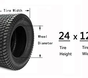 SUNROAD 2pcs 24x12.00-12 8PR Turf Tires Replacement for Lawn & Garden Mower Lawnmower Golf Cart Turf Tread Tubeless