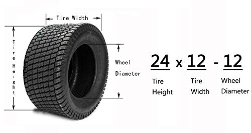 SUNROAD 2pcs 24x12.00-12 8PR Turf Tires Replacement for Lawn & Garden Mower Lawnmower Golf Cart Turf Tread Tubeless