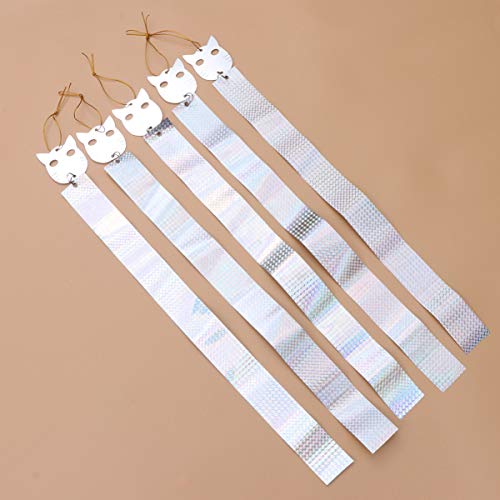 Happyyami 10Pcs Hanging Reflective Bird Detterent Device Double Sided Reflective Tape Bird Scare Ribbon Reflective Hanging Spinners Keep Birds Away from Your Garden Farm Yard