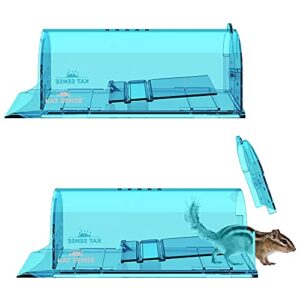 large humane rat traps, set of 2, catch and release chipmunks into the wild, cruelty free, live capture plank trap, smart no kill rodent house cage, a friendly pest control solution