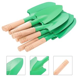 DOITOOL 10pcs Garden Shovel Cast Iron Planting Shovels with Wooden Handle Winter Shovel Snow Shovel Heavy Duty Survival Shovel Camping Shovel Dust Pan Garden Beach Digging Shovel Green