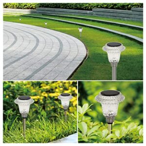 Solar Garden Lights 4 Pack, Warm White LED Solar Lights Outdoor, IP65 Waterproof Solar Street Lights for Walkway Yard Backyard Lawn Landscape Decoration