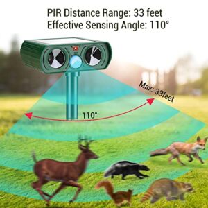 Lubatis 2 Pack Animal Repellent Outdoor Solar Animal Repeller Deterrent with Motion Sensor Ultrasonic Repellent for Cat, Squirrel, Deer, Raccoon, Skunk, Rabbit, Dog, Waterproof