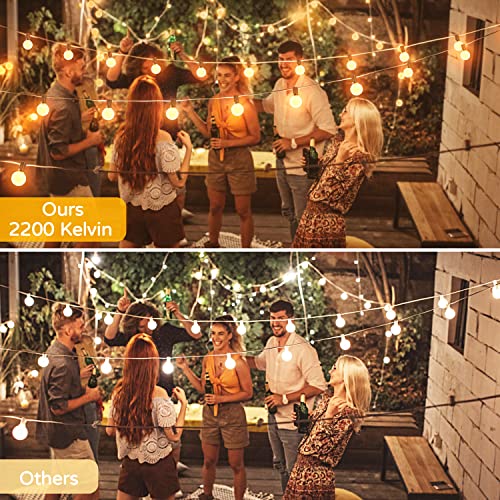 Outdoor String Lights,50FT+5FT Shatterproof LED Patio Lights with 30 Dimmable Plastic G40 Bulbs,2200K Waterproof Hanging Lights String,Connectable Outside Lights for Backyard,Cafe,Porch,Deck,E12 Base