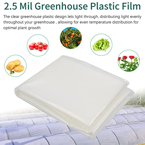 Storystore 2.5 Mil Greenhouse Plastic Film, UV Resistant Polyethylene Film, Green House Hoop Supply Plant Cover Sheeting for Agriculture, Garden (15' x 40')