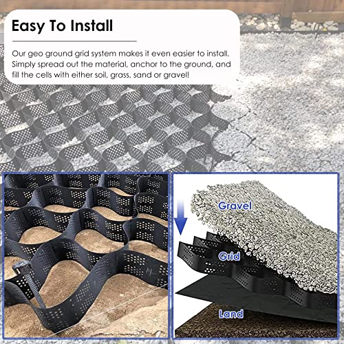 YXXSDP Garden Gravel Ground Grid Stabilizer, 2" Depth Honeycomb Geocells Geo Grid Soil Stabilizer, for Patio Walkway Shed Base (Size : 1x3m/3.3x9.8ft)