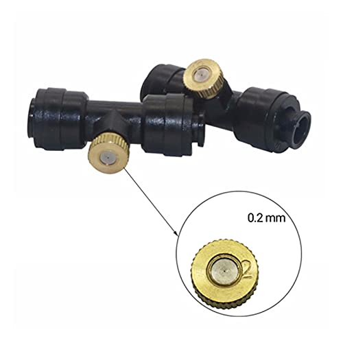 VIEUE Garden Drip Irrigation System Accessories Brass Sprayer with 1/4 Inch Tube Outer Diameter Sliding Locking Tee Connector Garden Atomizing Irrigation Atomizing Nozzle 100 Sets (Color : 0.2mm)