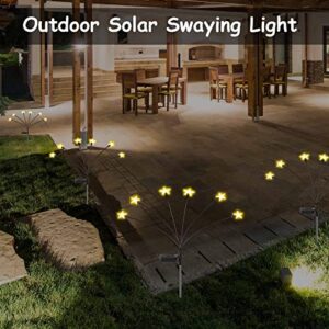 Solar Powered Firefly Lights, valktech Solar Garden Lights, Pentagram Starburst Swaying Solar Firefly Lights,Waterproof Landscape Outdoor Decorative Light for Garden Patio Path Lawn,Warm White(4 Pack)