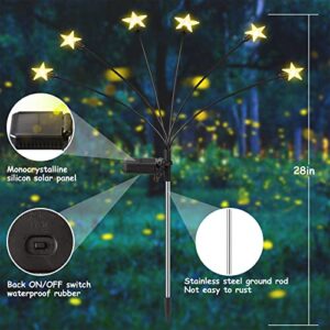 Solar Powered Firefly Lights, valktech Solar Garden Lights, Pentagram Starburst Swaying Solar Firefly Lights,Waterproof Landscape Outdoor Decorative Light for Garden Patio Path Lawn,Warm White(4 Pack)