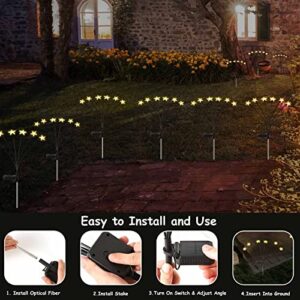 Solar Powered Firefly Lights, valktech Solar Garden Lights, Pentagram Starburst Swaying Solar Firefly Lights,Waterproof Landscape Outdoor Decorative Light for Garden Patio Path Lawn,Warm White(4 Pack)