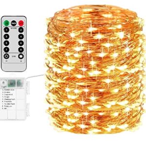 nircsom Fairy Lights Battery Christmas String Lights, 66Ft 200 LED Waterproof Remote Timer Control Copper Wire Lights, Fairy Lights Decoration String Lights for Patio Garden Yard Party Wedding