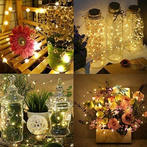 nircsom Fairy Lights Battery Christmas String Lights, 66Ft 200 LED Waterproof Remote Timer Control Copper Wire Lights, Fairy Lights Decoration String Lights for Patio Garden Yard Party Wedding