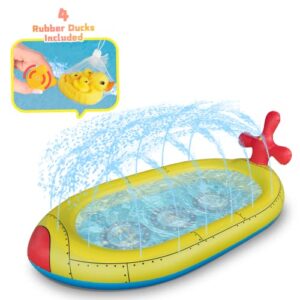 josen splash sprinkler pool,outdoor water play toys for toddlers and kids,baby splash pad,children ball pit pool, birthday gifts for boys and girls,(4 rubber ducks included) – submarine