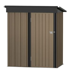 jummico 5’x3′ patio outdoor storage shed metal weather resistant utility tool shed storage house with single lockable door for backyard patio lawn meadow farmland