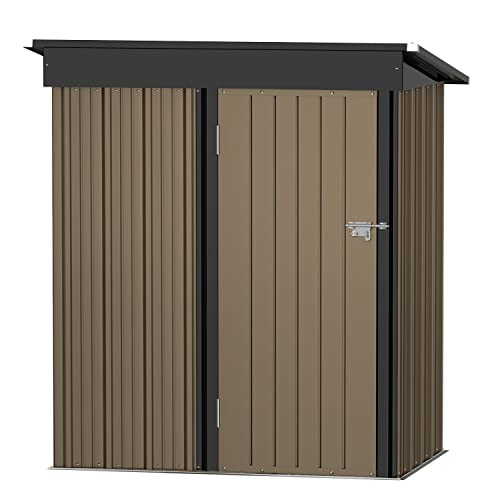 Jummico 5'x3' Patio Outdoor Storage Shed Metal Weather Resistant Utility Tool Shed Storage House with Single Lockable Door for Backyard Patio Lawn Meadow Farmland