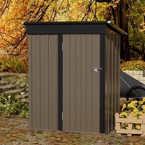 Jummico 5'x3' Patio Outdoor Storage Shed Metal Weather Resistant Utility Tool Shed Storage House with Single Lockable Door for Backyard Patio Lawn Meadow Farmland