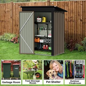 Jummico 5'x3' Patio Outdoor Storage Shed Metal Weather Resistant Utility Tool Shed Storage House with Single Lockable Door for Backyard Patio Lawn Meadow Farmland