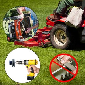 【2021 New】 Universal Wear Resistant Lawn Mower Blade Sharpener, Quality Double Layer Corundum Lawn Mower Blade Sharpener for Any Power Drill Hand Drill, Double-Layer Grindstone Not Easy Damage-(Gray)