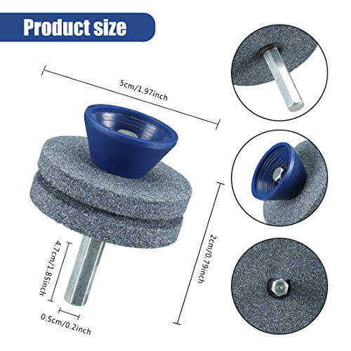 【2021 New】 Universal Wear Resistant Lawn Mower Blade Sharpener, Quality Double Layer Corundum Lawn Mower Blade Sharpener for Any Power Drill Hand Drill, Double-Layer Grindstone Not Easy Damage-(Gray)