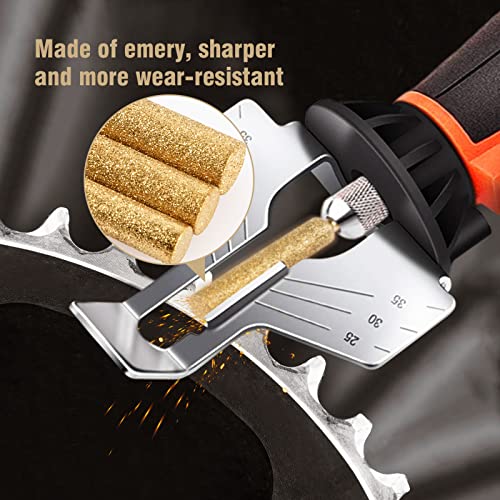 Biggun 36pcs High Hardness Diamond Chainsaw Sharpener, Durable Emery Made, Easy to Install, 3 Sizes Titanium Plated Sharpening Wheels for Chainsaw Sharpener, 12 Pcs Each Size(5/32'', 3/16'', 7/32'')