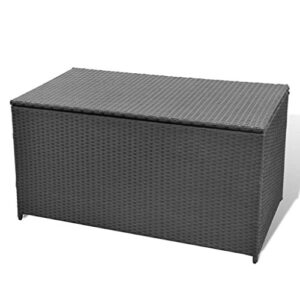 Tidyard Garden Storage Box Outdoor Chest Poly Water-Resistant PE Rattan Black Brown for Blankets Pillows Cushions Toys Books