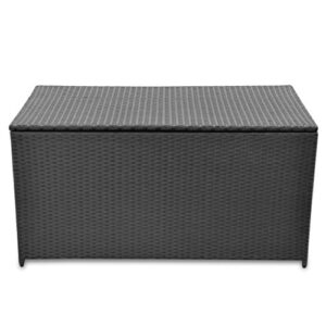 Tidyard Garden Storage Box Outdoor Chest Poly Water-Resistant PE Rattan Black Brown for Blankets Pillows Cushions Toys Books