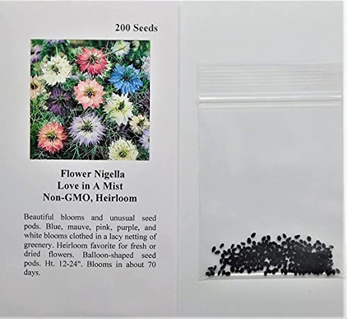 David's Garden Seeds Flower Nigella Love in A Mist 1532 (Multi) 200 Non-GMO, Heirloom Seeds