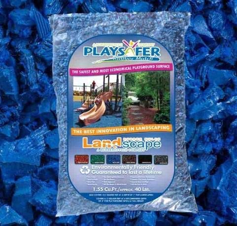 Playsafer Rubber Mulch Nuggets Protective Flooring for Playgrounds, Swing-Sets, Play Areas, and Landscaping (40 LBS - 1.55 CU. FT., Blue)