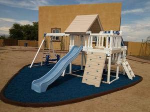 Playsafer Rubber Mulch Nuggets Protective Flooring for Playgrounds, Swing-Sets, Play Areas, and Landscaping (40 LBS - 1.55 CU. FT., Blue)