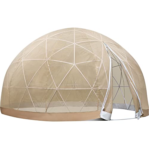 VEVOR 12FT Garden Dome Bubble Tent, Upgraded Geodesic Dome Greenhouse with Transparent TPU Cover and Polyester Gauze, Waterproof Garden Dome House Suitable for Patio and Dining Places