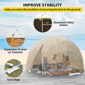 VEVOR 12FT Garden Dome Bubble Tent, Upgraded Geodesic Dome Greenhouse with Transparent TPU Cover and Polyester Gauze, Waterproof Garden Dome House Suitable for Patio and Dining Places