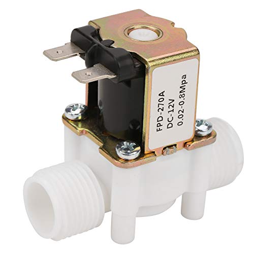 Electric Solenoid Valve, 12V G1/2" NC Plastic Electrical Inlet Solenoid Water Valve for Water Dispense Water Control Diverter Device