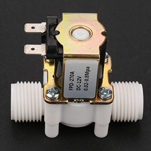 Electric Solenoid Valve, 12V G1/2" NC Plastic Electrical Inlet Solenoid Water Valve for Water Dispense Water Control Diverter Device