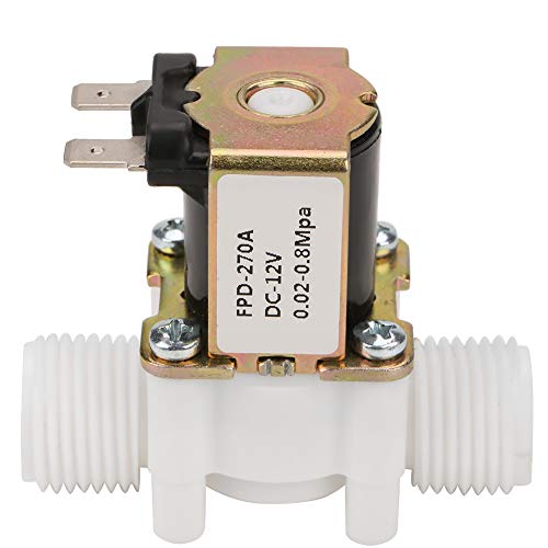 Electric Solenoid Valve, 12V G1/2" NC Plastic Electrical Inlet Solenoid Water Valve for Water Dispense Water Control Diverter Device