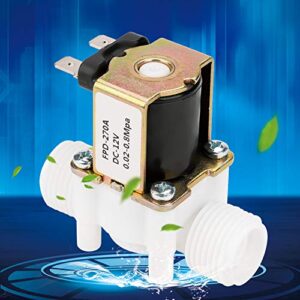 Electric Solenoid Valve, 12V G1/2" NC Plastic Electrical Inlet Solenoid Water Valve for Water Dispense Water Control Diverter Device