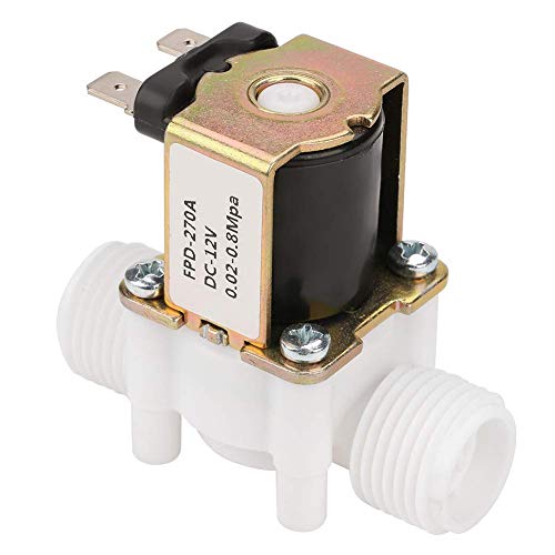 Electric Solenoid Valve, 12V G1/2" NC Plastic Electrical Inlet Solenoid Water Valve for Water Dispense Water Control Diverter Device