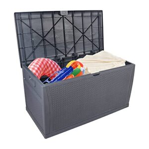 120 Gallon Outdoor Storage Deck Box Large Resin Patio Storage for Outdoor Pillows Garden Tools and Pool Supplies Waterproof, Lockable