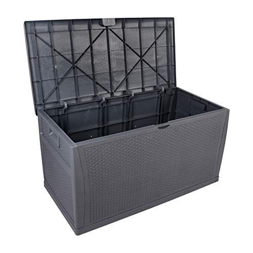 120 Gallon Outdoor Storage Deck Box Large Resin Patio Storage for Outdoor Pillows Garden Tools and Pool Supplies Waterproof, Lockable