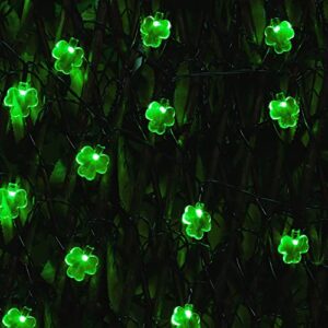 WATERGLIDE 1 Pack St. Patricks Day Shamrocks Lights, 50 LED Outdoor Decorative String Lights, Battery Operated Lucky Clover Light, 8 Lighting Modes & Timer, Waterproof for Party Garden Home Decor