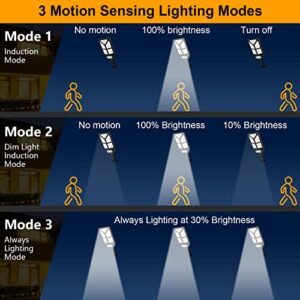 Totexil Solar Street Light, 4 Pack 196 Led Wireless Remote Control Solar Outdoor Lights, IP65 Waterproof Motion Sensor Security Solar Flood Lights with 3 Modes for Garden Street Patio Deck Garage Path