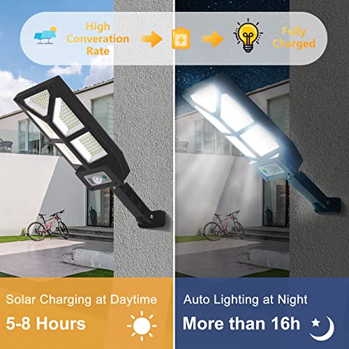 Totexil Solar Street Light, 4 Pack 196 Led Wireless Remote Control Solar Outdoor Lights, IP65 Waterproof Motion Sensor Security Solar Flood Lights with 3 Modes for Garden Street Patio Deck Garage Path