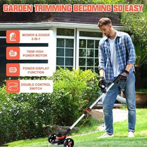 Electric Weed Wacker, 24V Cordless Weed Eater Battery Powered, Lightweight String Trimmer & Edger Lawn Tool, Battery Weed Eater with Shoulder Strap & 3 Types Blades for Yard ​and Garden