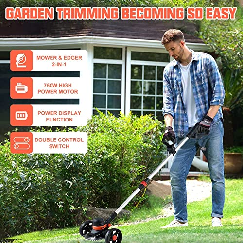 Electric Weed Wacker, 24V Cordless Weed Eater Battery Powered, Lightweight String Trimmer & Edger Lawn Tool, Battery Weed Eater with Shoulder Strap & 3 Types Blades for Yard ​and Garden