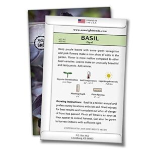 Sow Right Seeds - Basil Seed Collection to Plant - Genovese Sweet Basil, Thai Basil, Opal Basil, Non-GMO Heirloom Seeds - Instructions for Planting Indoors or Outdoor; Great Gardening Gift